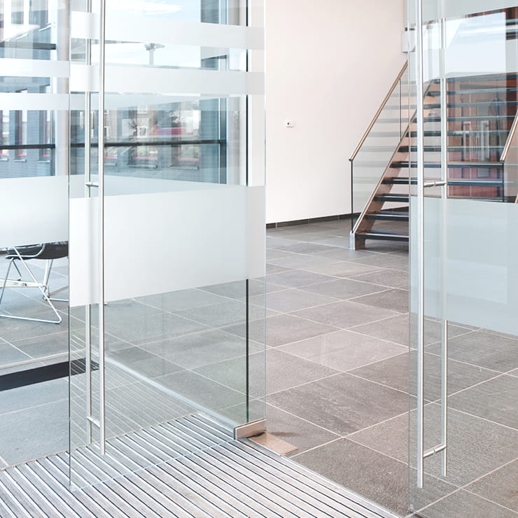 Clean glass office entrance for entrance and glass maintenance services in Renton WA