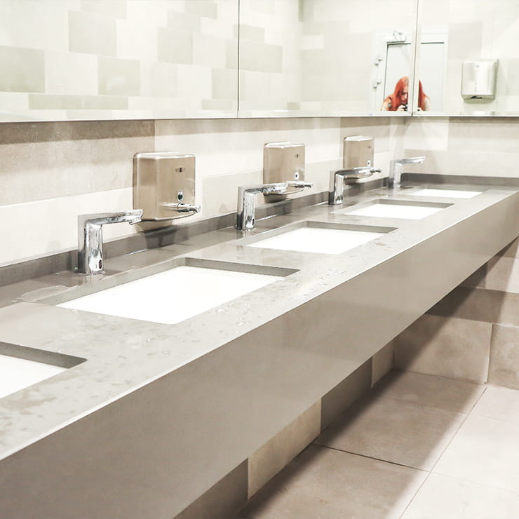 Clean commercial restroom sinks for restroom cleaning and sanitization in Renton WA